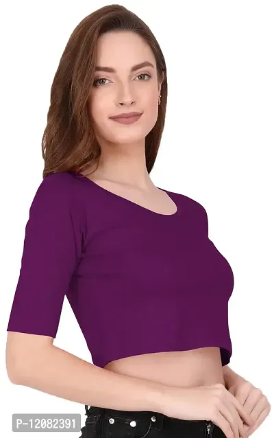 THE BLAZZE 1055 Women's Full Sleeve Crop Tops Sexy Strappy Tees (Large, Violet)-thumb5