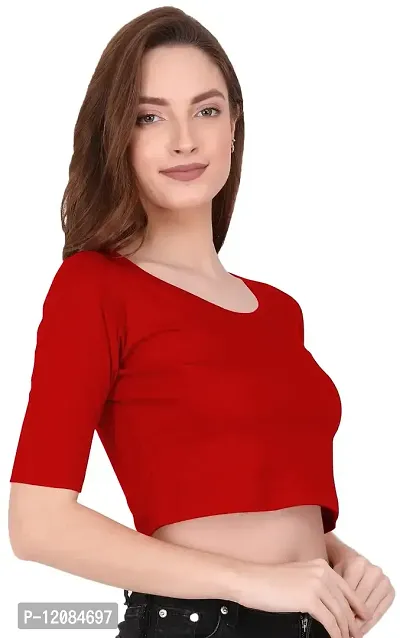 THE BLAZZE 1055 Women's Full Sleeve Crop Tops Sexy Strappy Tees (Large, Red)