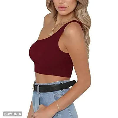 THE BLAZZE Women's Sleeveless Crop Tops Sexy Strappy Tees (S, Black+Wine Red)-thumb4