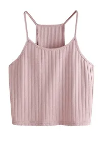 THE BLAZZE Women's Summer Basic Sexy Strappy Sleeveless Racerback Camisole Crop Top (Large, Black Pink)-thumb2