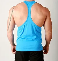 THE BLAZZE Men's Bodybuilding Gym Solid Color Tank Top Stringers (X-Large, Blue)-thumb1