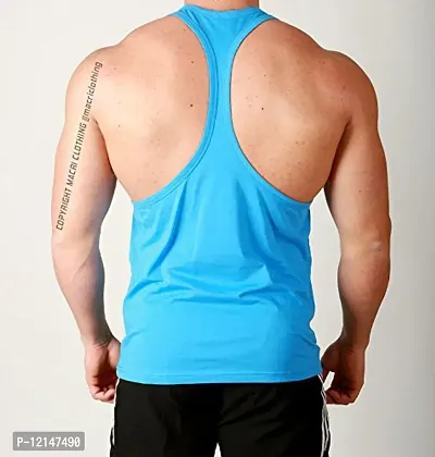 THE BLAZZE Men's Bodybuilding Gym Solid Color Tank Top Stringers (X-Large, Blue)-thumb2