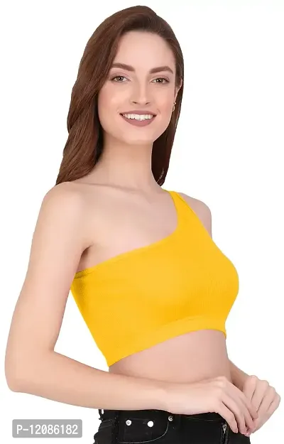 THE BLAZZE Women's Sleeveless Crop Tops Sexy Strappy Tees (X-Small, Mustard Yellow)-thumb1