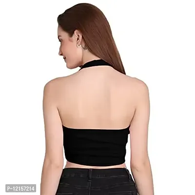 THE BLAZZE 1294 Women's Crop Top (Large, Black)-thumb2