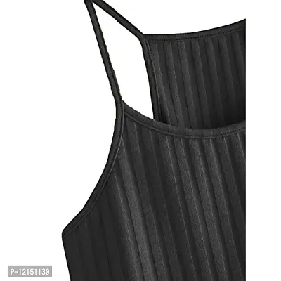 THE BLAZZE Women's Summer Basic Sexy Strappy Sleeveless Racerback Camisole Crop Top (Small, Black Black)-thumb3