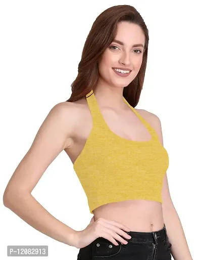 THE BLAZZE 1294 Sexy Women's Tank Crop Tops Bustier Bra Vest Crop Top Bralette Blouse Top for Womens (X-Large, Yellow Melange)