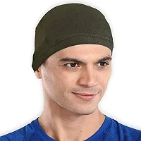 THE BLAZZE Cotton Helmet Cap (Free Size, Army Green+Black+Maroon)-thumb1