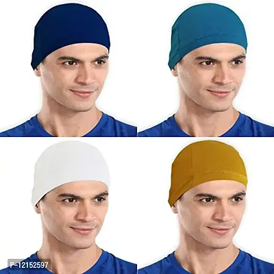 The Blazze Cotton Helmet Cap (Royal Blue Turquoises Blue White Yellow)-thumb0