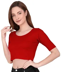 THE BLAZZE 1055 Women's Full Sleeve Crop Tops Sexy Strappy Tees (Large, Red)-thumb4