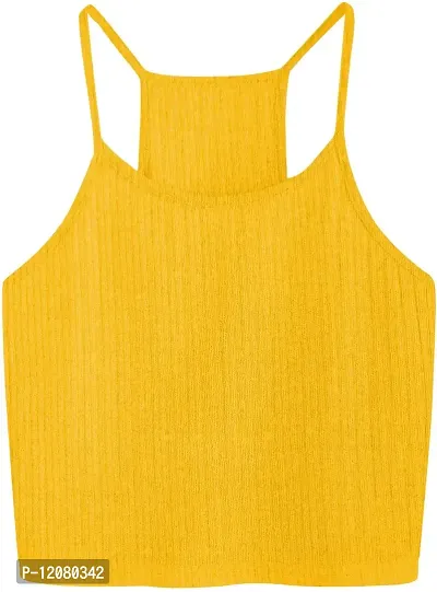 THE BLAZZE 1002 Women's Sleeveless Crop Tops Sexy Strappy Tees (Large(34?-36""), H - Yellow)