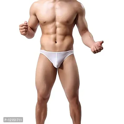 THE BLAZZE Men's Soft Low Rise G-String Underwear Sexy Mid Coverage Back Briefs (X-Large-(38""/95cm), White)