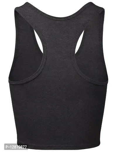 THE BLAZZE 1017 Women's Cotton Racerback Basic Crop Tank Tops (Large(34?-36""), Charcoal Melange)-thumb3