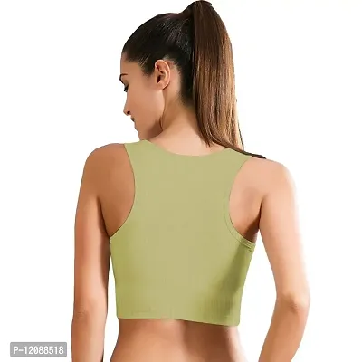 THE BLAZZE 1004 Women's Basic Round Neck Sleeveless Crop Top for Women(L,Combo_01)-thumb2