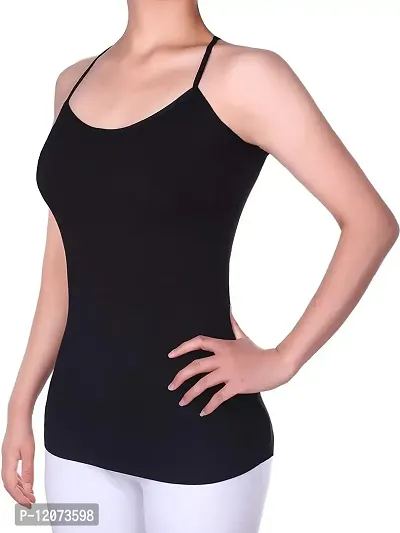 THE BLAZZE Women's Cotton Thermal Camisole (L, Black)-thumb3