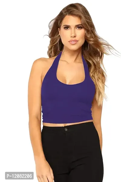 THE BLAZZE 1294 Women's Crop Top (Large, Royal Blue)-thumb3