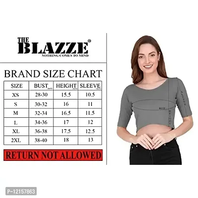 THE BLAZZE 1303 Sexy Women's Cotton Scoop Neck Elbow Sleeve Tank Crop Tops Bustier Bra Vest Crop Top Bralette Readymade Saree Blouse for Women (Large, Army Green)-thumb5