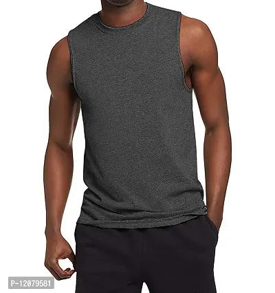 THE BLAZZE Men's Sleeveless T-Shirt (Small(36?/90cm - Chest), Charcoal)