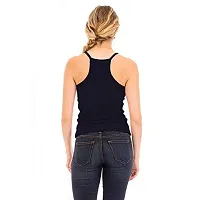 THE BLAZZE Women's Sleeveless Crop Tops Sexy Strappy Tees (L, Navy)-thumb2