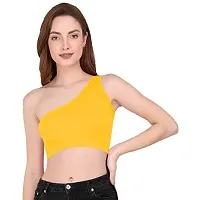 THE BLAZZE Women's Sleeveless Crop Tops Sexy Strappy Tees (XX-Large, Mustard Yellow)-thumb3