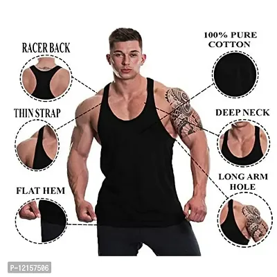 THE BLAZZE 0051 Men's Tank Top Muscle Gym Bodybuilding Vest Fitness Workout Train Stringers (Medium, Maroon)-thumb3