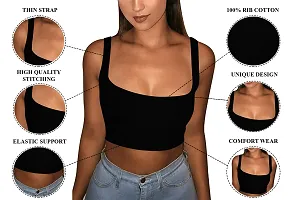 THE BLAZZE 1044 Women's Summer Basic Sexy Strappy Sleeveless Crop Tops (X-Large, Navy)-thumb4