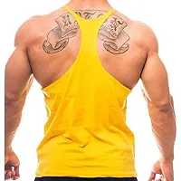 THE BLAZZE Men's Bodybuilding Gym Solid Color Tank Top Stringers (S, Yellow)-thumb1