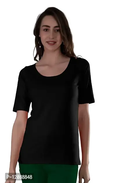 AD2CART A5016 Women's Scoop Neck Elbow Sleeve T-Shirt for Women