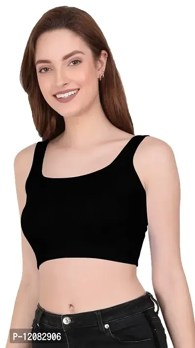 THE BLAZZE 1044 Crop Tops for Women (Medium, Black)-thumb4