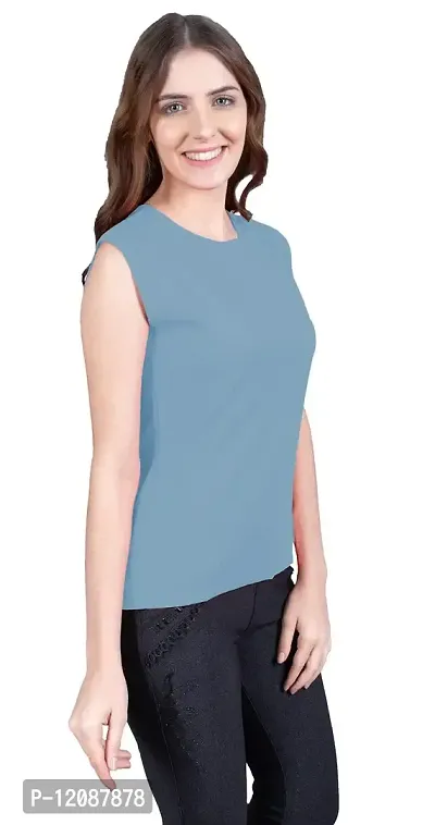 THE BLAZZE 1350 Women's Sleeveless Top Regular Round Neck T-Shirt for Women(2XL,Combo_07)-thumb3