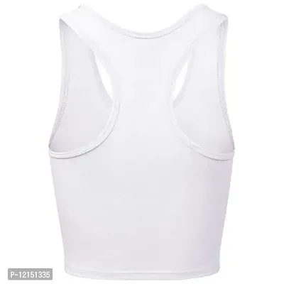 THE BLAZZE Women's Cotton Racerback Basic Crop Tank Tops (XX-Large, White)-thumb3