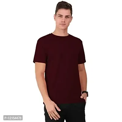 THE BLAZZE 0017 Men's Round Neck Half Sleeve Cotton T-Shirt for Men (Large(38?-40""), C - Maroon)