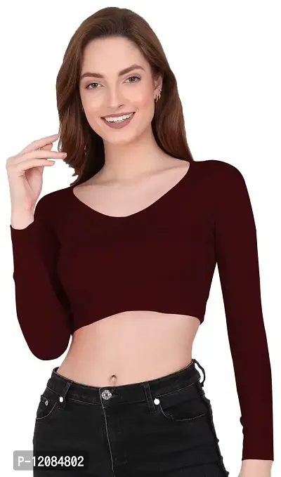 THE BLAZZE 1109 Women's V Neck Crop Top-thumb0