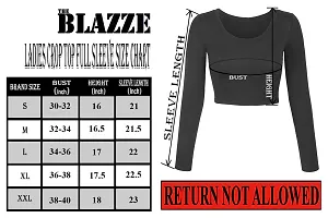 THE BLAZZE 1059 Women's Basic Sexy Solid Scoop Neck Slim Fit Full Sleeve Crop Top T-Shirt For Women-thumb4