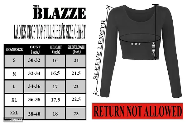 THE BLAZZE 1059 Women's Basic Sexy Solid Scoop Neck Slim Fit Full Sleeve Crop Top T-Shirt For Women-thumb5