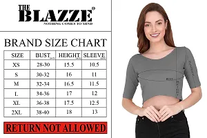 THE BLAZZE 1303 Sexy Women's Cotton Scoop Neck Elbow Sleeve Tank Crop Tops Bustier Bra Vest Crop Top Bralette Readymade Saree Blouse for Women-thumb2