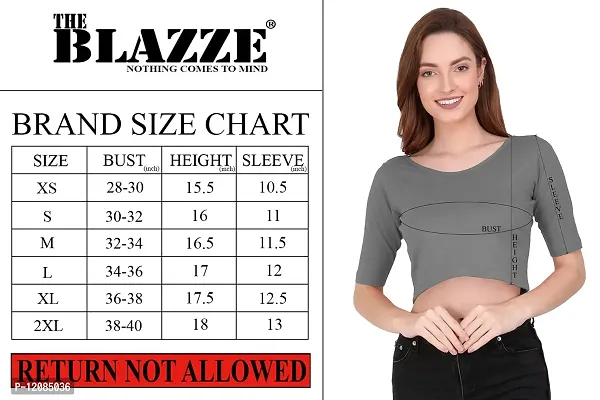 THE BLAZZE 1303 Sexy Women's Cotton Scoop Neck Elbow Sleeve Tank Crop Tops Bustier Bra Vest Crop Top Bralette Readymade Saree Blouse for Women-thumb3