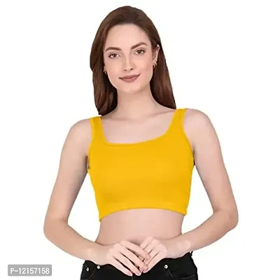 THE BLAZZE 1044 Women's Summer Basic Sexy Strappy Sleeveleess Crop Top (X-Small, Yellow Melange)