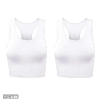 THE BLAZZE Women's Cotton Racerback Basic Crop Tank Tops (XX-Large, White White)