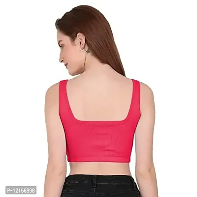 THE BLAZZE 1044 Women's Summer Basic Sexy Strappy Sleeveless Crop Top's (XX-Large, Dark Pink)-thumb2