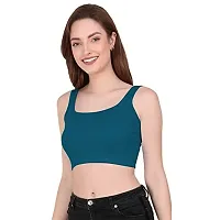 THE BLAZZE 1044 Women's Summer Basic Sexy Strappy Sleeveless Crop Top's (X-Large, Prussian Blue)-thumb2