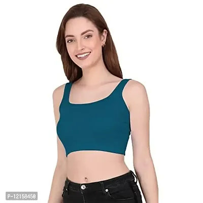 THE BLAZZE 1044 Women's Summer Basic Sexy Strappy Sleeveless Crop Top's (X-Large, Prussian Blue)-thumb3