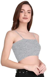 THE BLAZZE 1290 Women's Sleeveless Crop Tops Sexy Strappy Tees (XX-Large, Grey)-thumb3