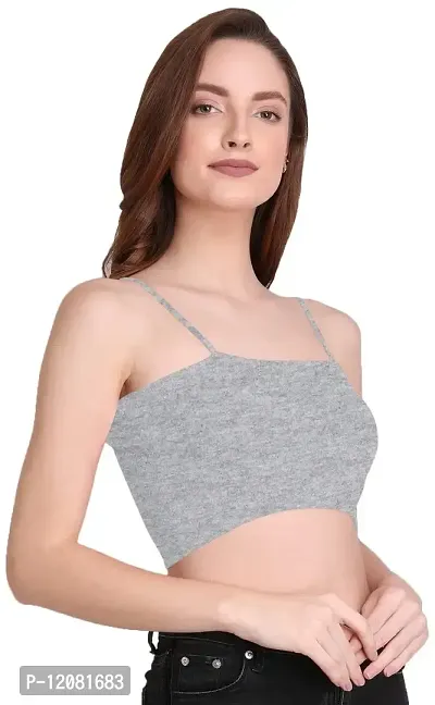 THE BLAZZE 1290 Women's Sleeveless Crop Tops Sexy Strappy Tees (XX-Large, Grey)-thumb4