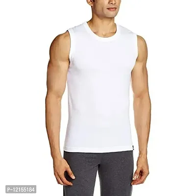 THE BLAZZE Men's Cotton Muscle Tee (M - 85cm - 38inch) White-thumb0