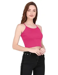 THE BLAZZE 1002 Women's Sleeveless Crop Tops Sexy Strappy Tees (Large(34?-36""), Q - Dark Pink)-thumb3