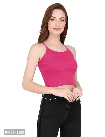 THE BLAZZE 1002 Women's Sleeveless Crop Tops Sexy Strappy Tees (Large(34?-36""), Q - Dark Pink)-thumb4