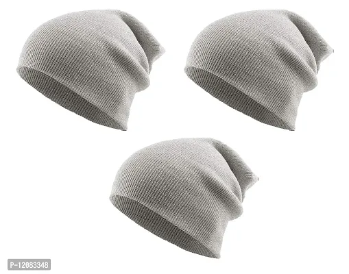 THE BLAZZE 2015 Winter Beanie Cap for Men and Women's (Free Size, Grey)