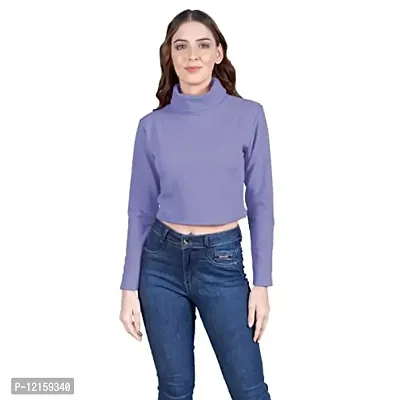 THE BLAZZE 1348 Women's High Turtle Neck Full Sleeve T-Shirt Top Crop Top for Women (Small, Color_05)