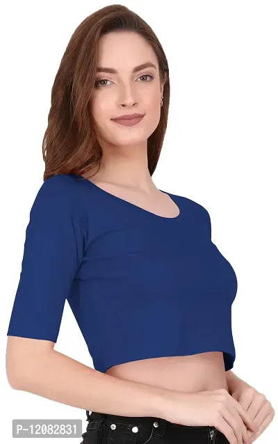 THE BLAZZE 1055 Women's Full Sleeve Crop Tops Sexy Strappy Tees (Medium, Royal Blue)-thumb5