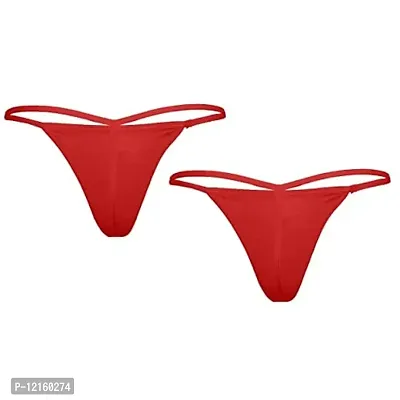 THE BLAZZE 1014 Women's Thong Low Rise Sexy Solid G-String Thong Bikini T-String Sexy Lingerie Panties Briefs (Pack of 2) (XL,Color_03)-thumb2